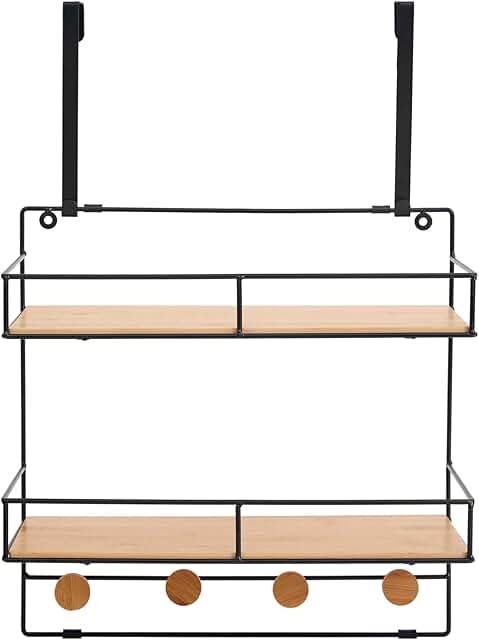 Over the Door 2-Tier Metal and Wood Organizer