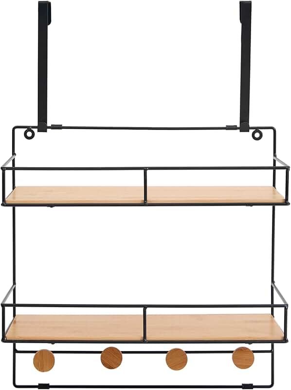 Over the Door 2-Tier Metal and Wood Organizer