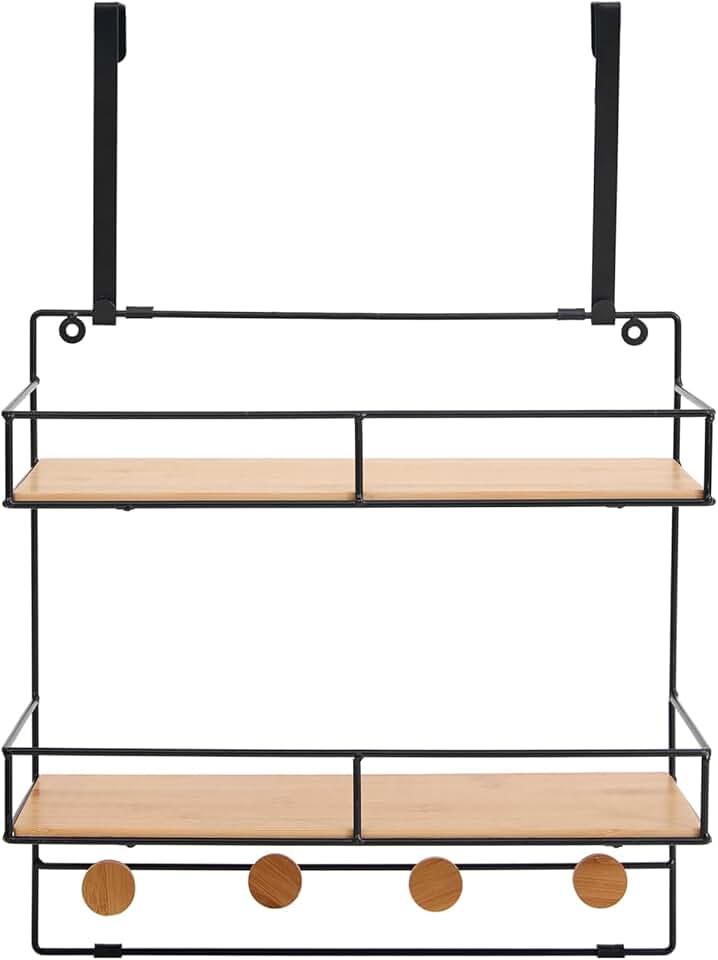 Over the Door 2-Tier Metal and Wood Organizer