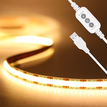 Flexible 6.56ft USB LED Strip Light, 640 LEDs, Warm White