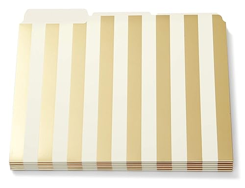 Set of 6 Gold Stripe Letter Size File Folders