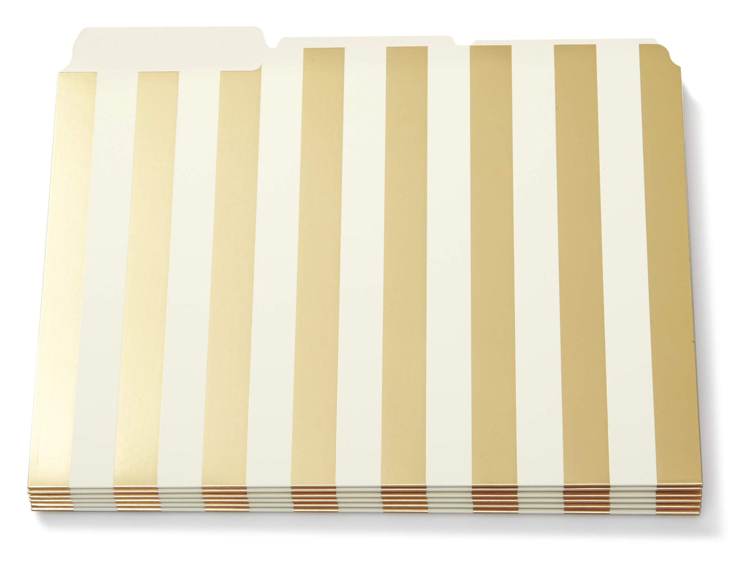 Set of 6 Gold Stripe Letter Size File Folders