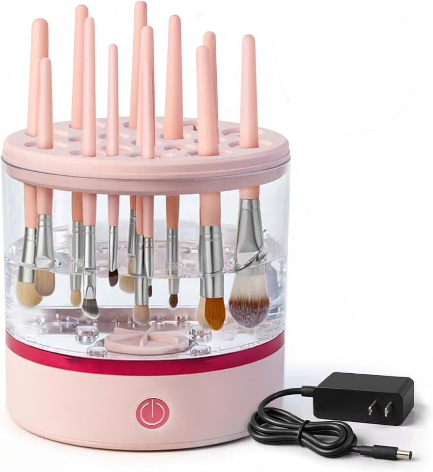 Electric Makeup Brush Cleaner for 17 Brushes, Portable and Dual Spin