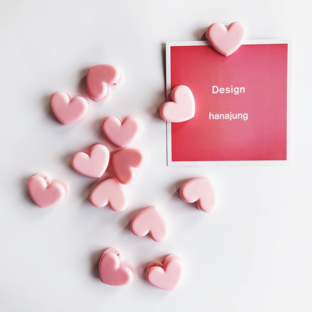 Pink heart-shaped mini binder clips, 20-pack