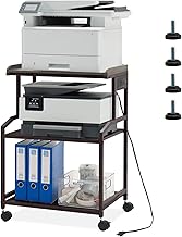 34-inch adjustable rolling printer stand with outlets