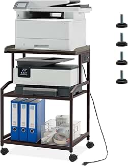 34-inch adjustable rolling printer stand with outlets