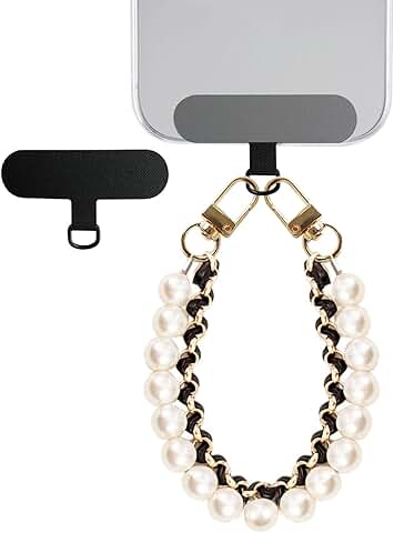 Pearl Phone Wristlet Strap with Detachable Tether