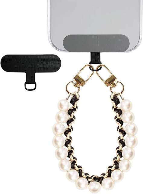 Pearl Phone Wristlet Strap with Detachable Tether