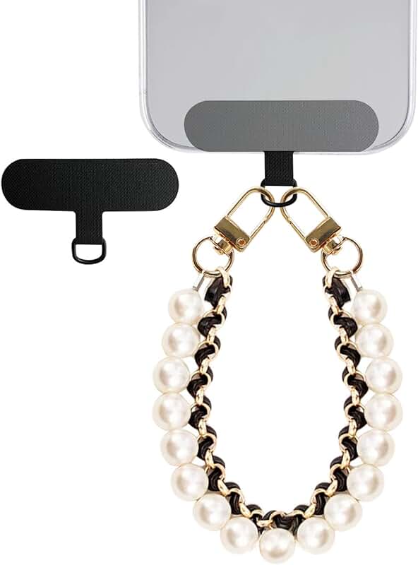 Pearl Phone Wristlet Strap with Detachable Tether