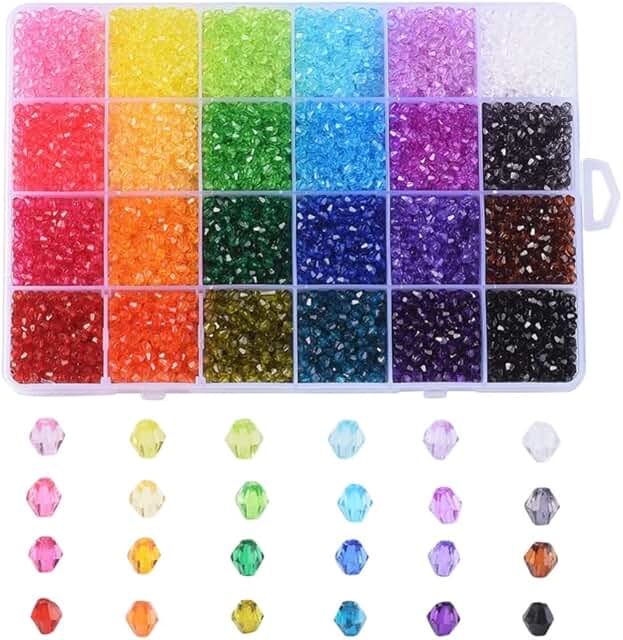 7896pcs Mixed Color Transparent Bicone Beads for Jewelry Making
