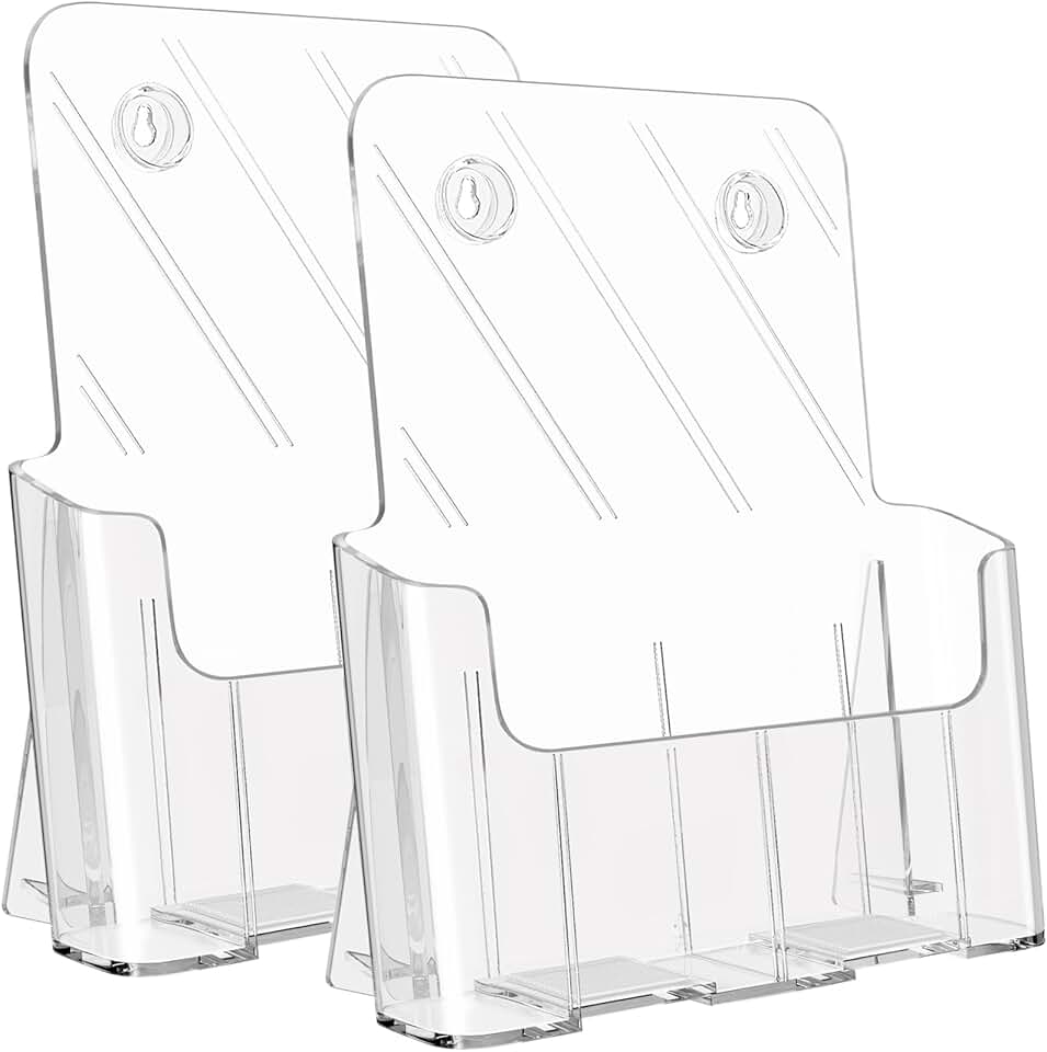 Acrylic Brochure Holder for 8.5 x 11 Documents, 2 Pack