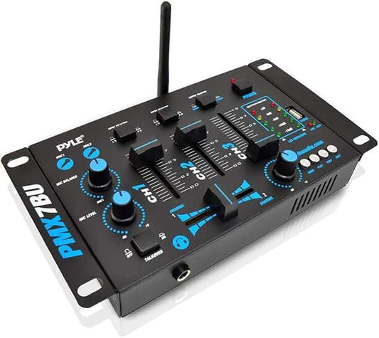 Wireless 3-Channel DJ Audio Mixer with Bluetooth and USB