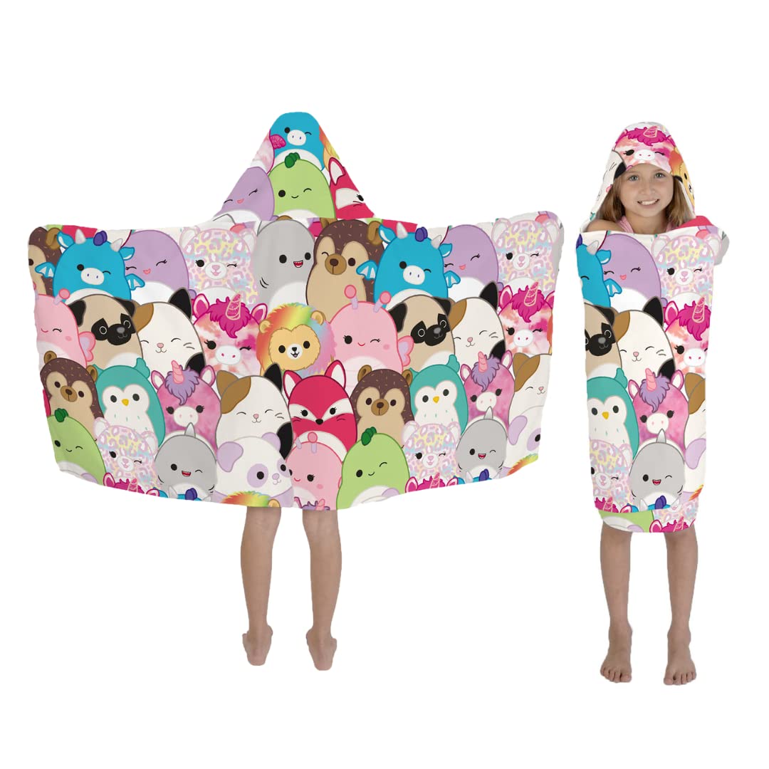 Squishmallows Ki Pool/Beach Soft Cotton Terry Hooded Towel Wrap, 24 in x 50 in