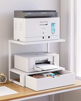 Two-Tier Desktop Printer Stand with Storage Shelf