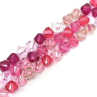 50 pcs 6mm Pink Crystal Bicone Beads for Jewelry Making