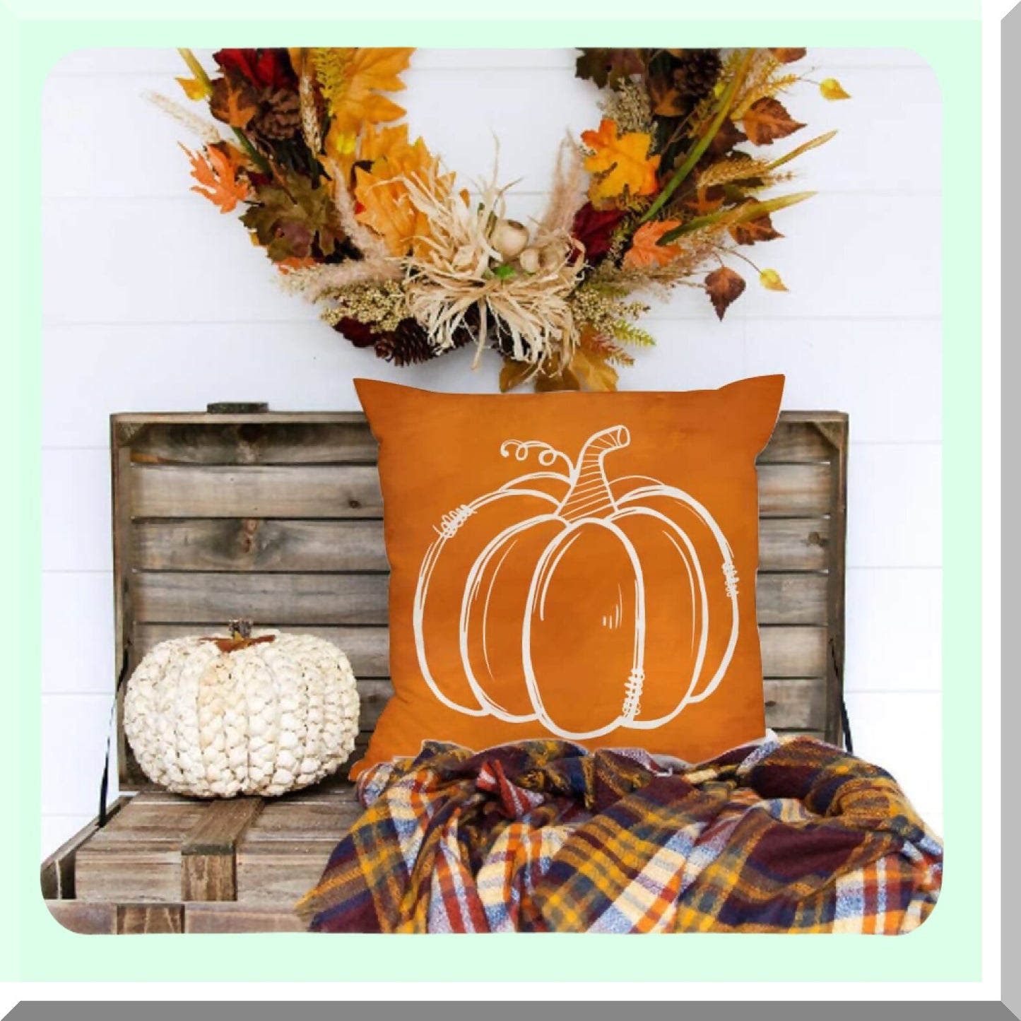Autumn Harvest Pillow Set - Pumpkin Maple Leaves Decorative Throw Pillows 18x18 - Farmhouse Thanksgiving Cushion Case - Happy Fall Outdoor Decor