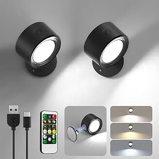 Wireless LED Wall Lights with Remote, 3 Colors, Dimmable