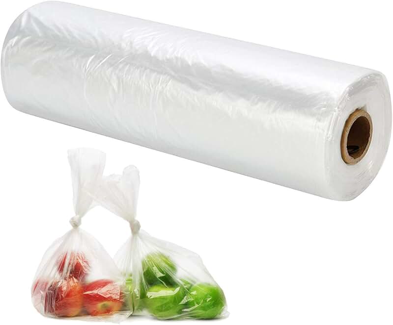 16x20 inch clear plastic produce and trash bags, 350 per roll
