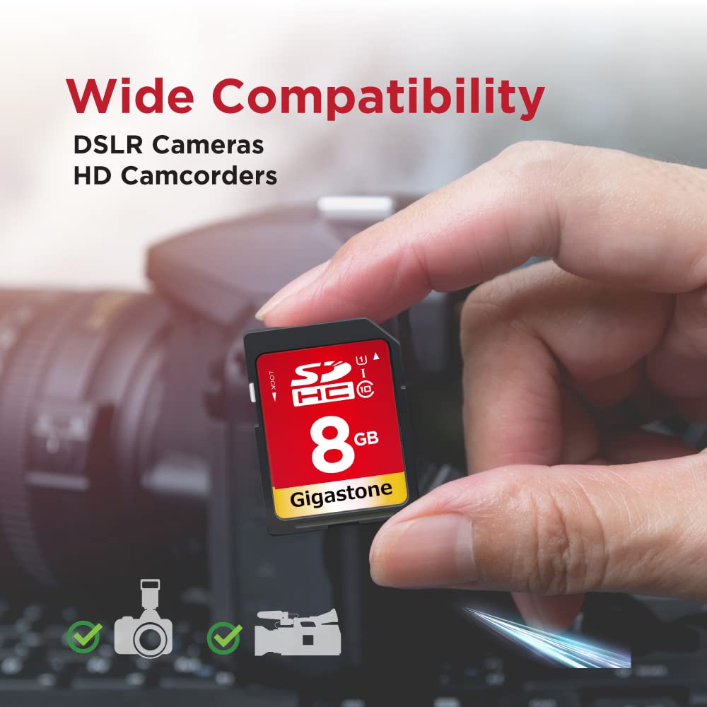 8GB 10-Pack SD Card UHS-I U1 Class 10 SDHC Memory Card Full HD Video Canon Nikon Sony Pentax Kodak Olympus Panasonic Digital Camera, with 10 Mini Cases