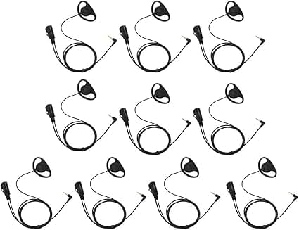 D Shape Clip-Ear Earpiece with Microphone (10 Pack)