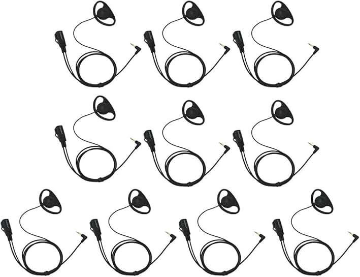 D Shape Clip-Ear Earpiece with Microphone (10 Pack)