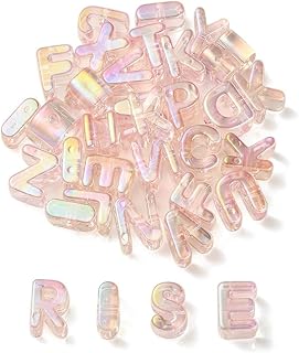 90 Pieces Light Pink Alphabet Acrylic Beads for Jewelry Making
