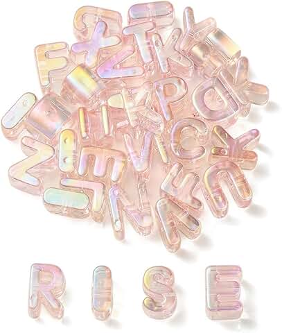 90 Pieces Light Pink Alphabet Acrylic Beads for Jewelry Making