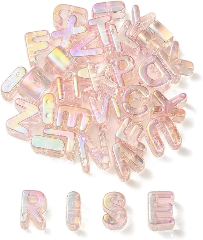 90 Pieces Light Pink Alphabet Acrylic Beads for Jewelry Making