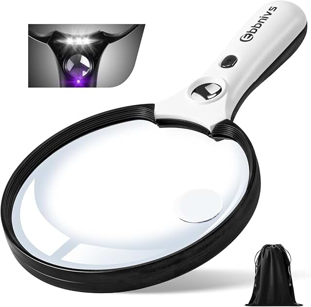 Handheld Lighted Magnifier with UV and Storage Bag