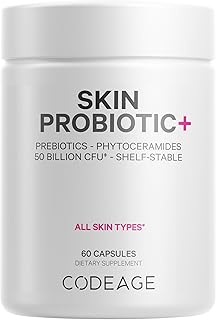 Skin Probiotics and Prebiotics Supplement, 60 Capsules