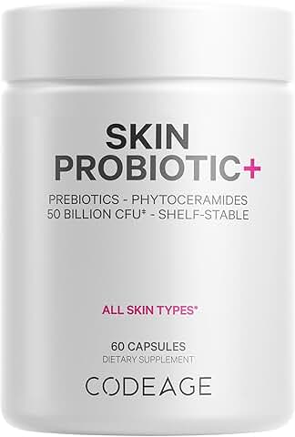 Skin Probiotics and Prebiotics Supplement, 60 Capsules