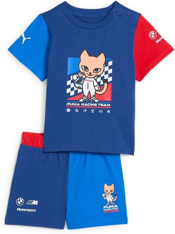 Kids' Blue Motorsport T-Shirt and Shorts Set, 18 Months