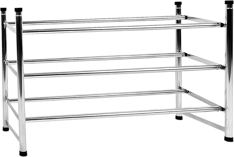 Three-Tier Metal Shoe Rack for Closet Storage