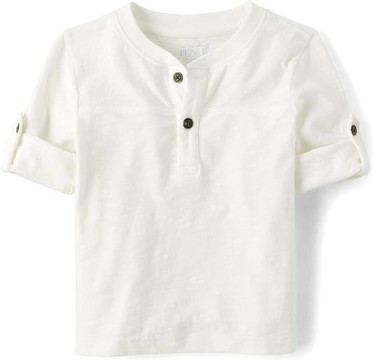 Toddler Long Sleeve Rolled Cuff Henley Shirt 9-12 Months