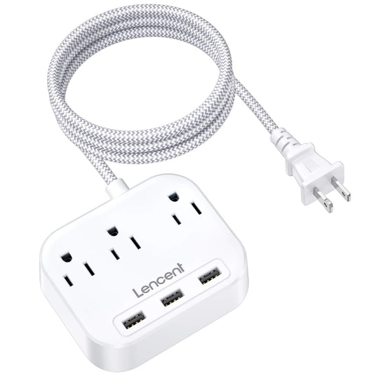 2 Prong Power Strip with 3 Outlets and 3 USB Ports