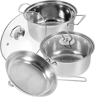 Stainless Steel Cookware Set with Stockpot and Frying Pan