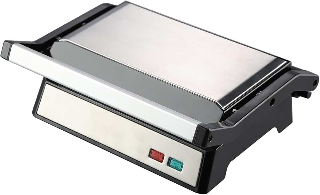 Dual Plate Non-Stick Panini Grill with Adjustable Temperature