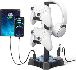 Desk Headphone Stand with USB Charger and Outlets
