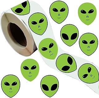 Green Alien Party Labels, 500 Pieces