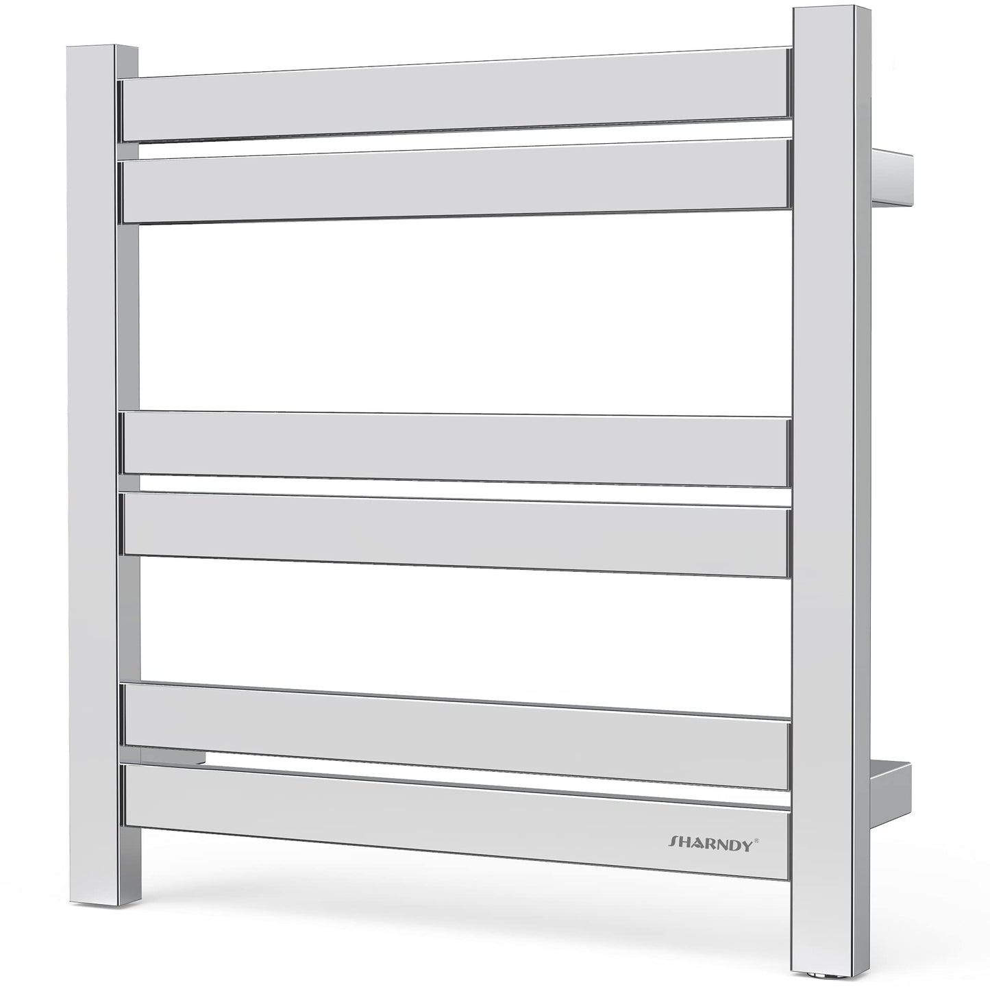 Towel Warmer Polished Chrome for Bathroom Wall Mounted Drying Rack Plug-in Electric Heated Towel Rack Stainless Steel Square 6 Bars Bath Towel Heater ETW84-4 80W 20.87x20.47x4.13 inches