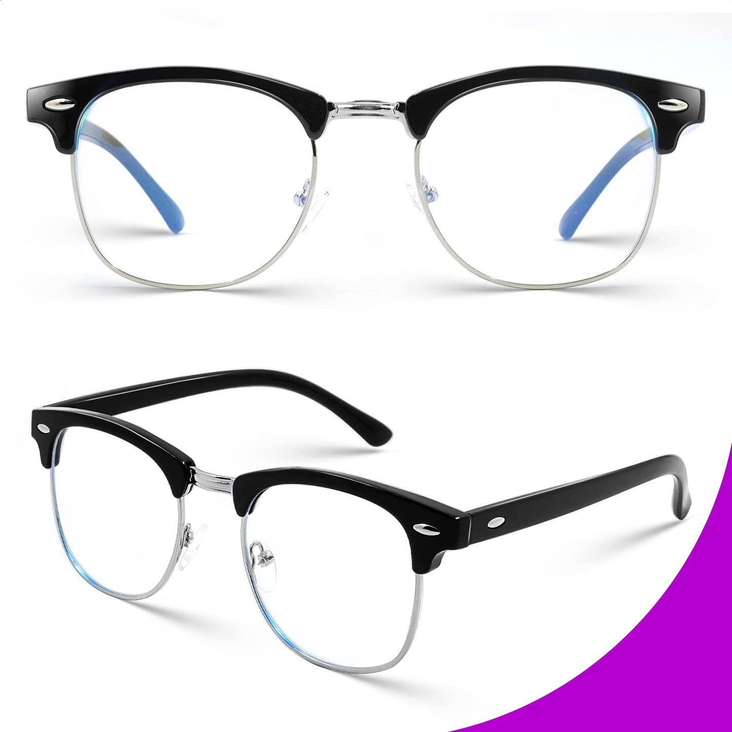 Blue Light Blocking Glasses Square with Anti Computer Glare for Gaming Reading Women and Men