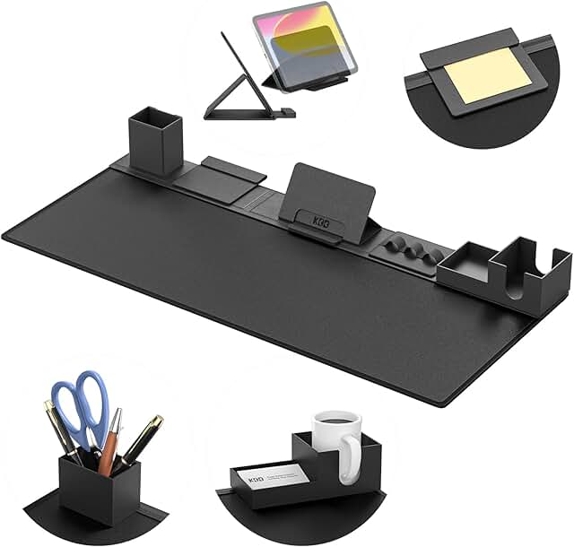 6-in-1 Desk Pad with Storage and Accessories