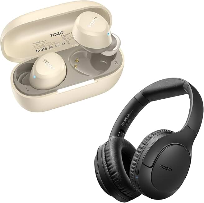 Lightweight Wireless Earbuds and Over Ear Headphones