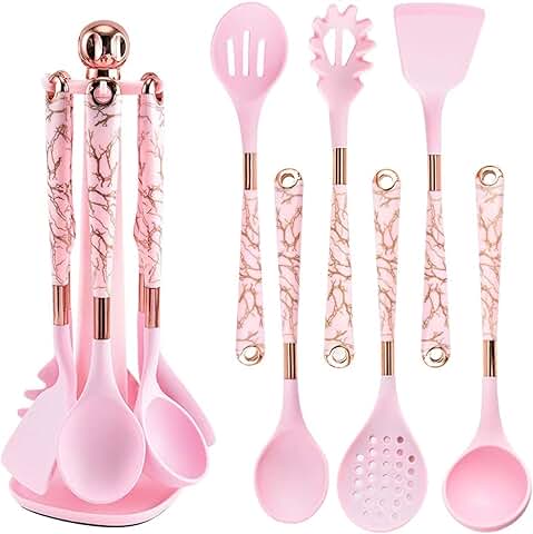 7-Piece Silicone Kitchen Utensil Set with Rotating Holder