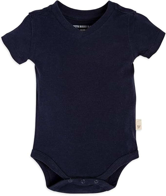 Organic Cotton Short Sleeve V Neck Bodysuit