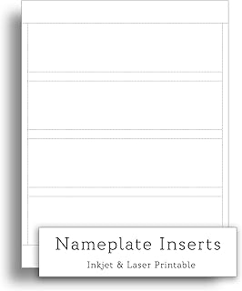 White 8x2 Inch Printable Nameplate Inserts, 100 Sheets