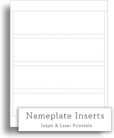White 8x2 Inch Printable Nameplate Inserts, 100 Sheets