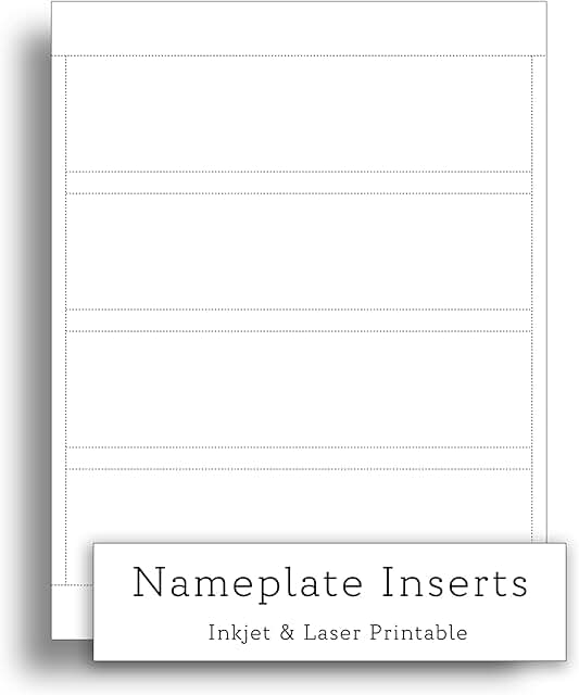 White 8x2 Inch Printable Nameplate Inserts, 100 Sheets