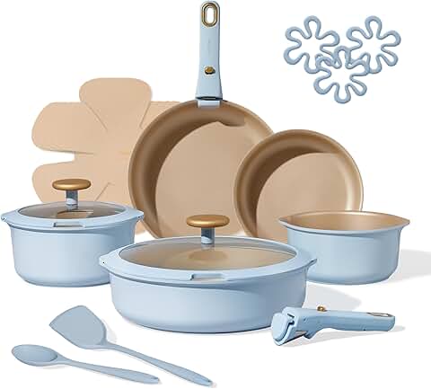 18-Piece Titanium Nonstick Cookware Set with Detachable Handle