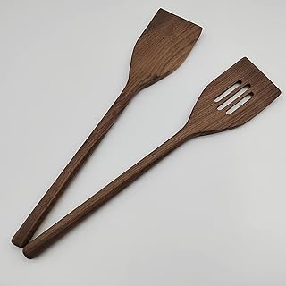 Set of 2 Wooden Cooking Spatulas in Black Walnut